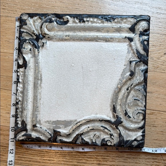Decorative Vintage Square Tin Tile with Ornate Design - Picture 6 of 8